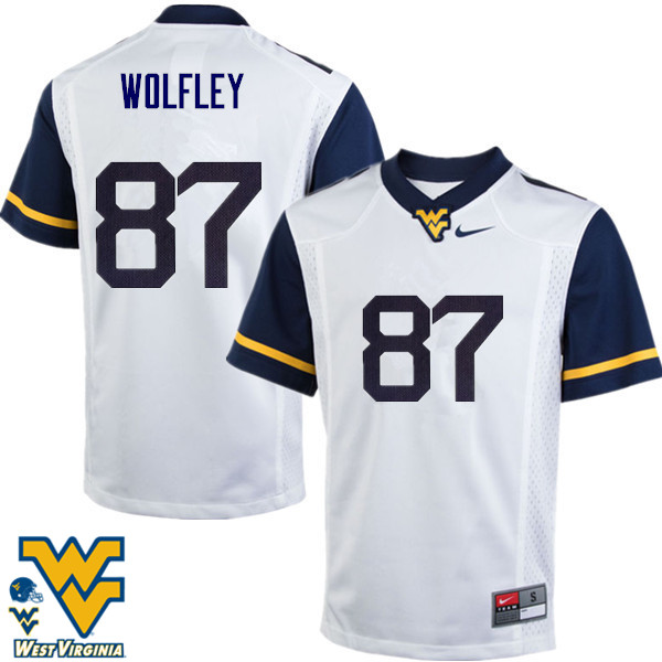 NCAA Men's Stone Wolfley West Virginia Mountaineers White #87 Nike Stitched Football College Authentic Jersey XZ23G20ZK